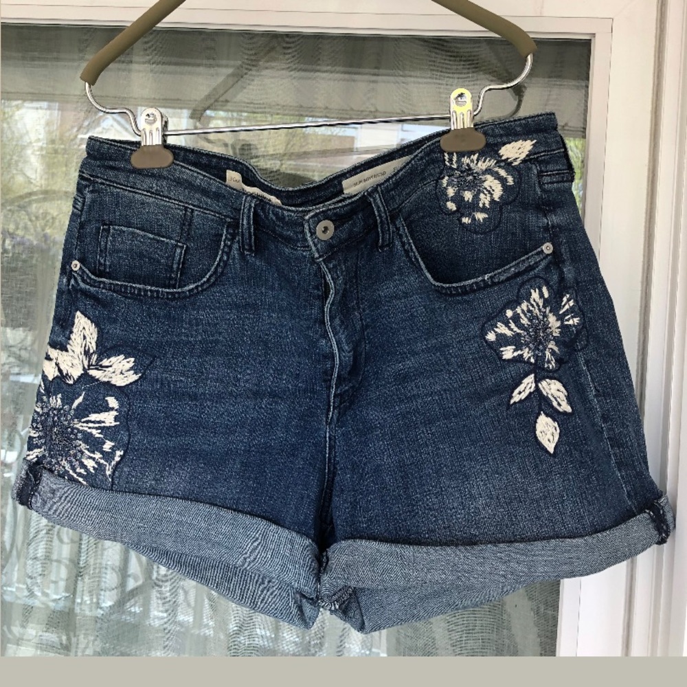 Pilcro and the Letterpress Embroidered Jean Shorts